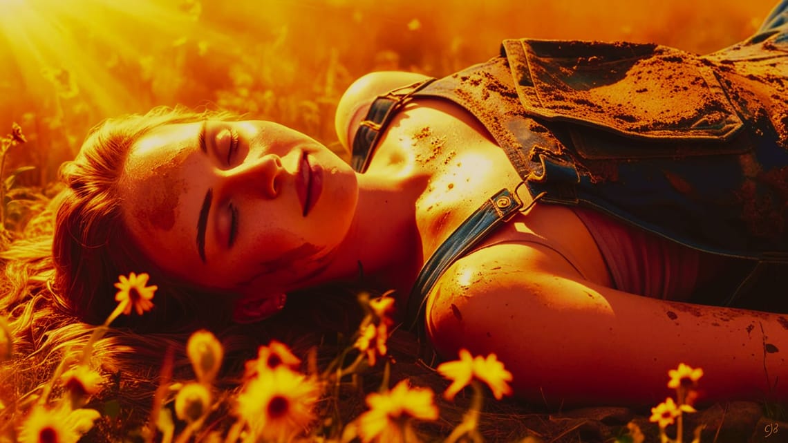 CJB single cover of woman lying asleep in a sunny field for musical artist CJB.today