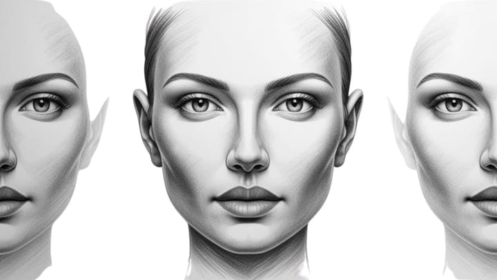 drawing of the perfect symmetry of facial shape